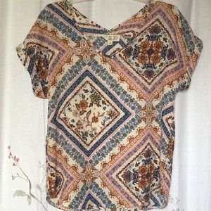 Pink rose boho style top.